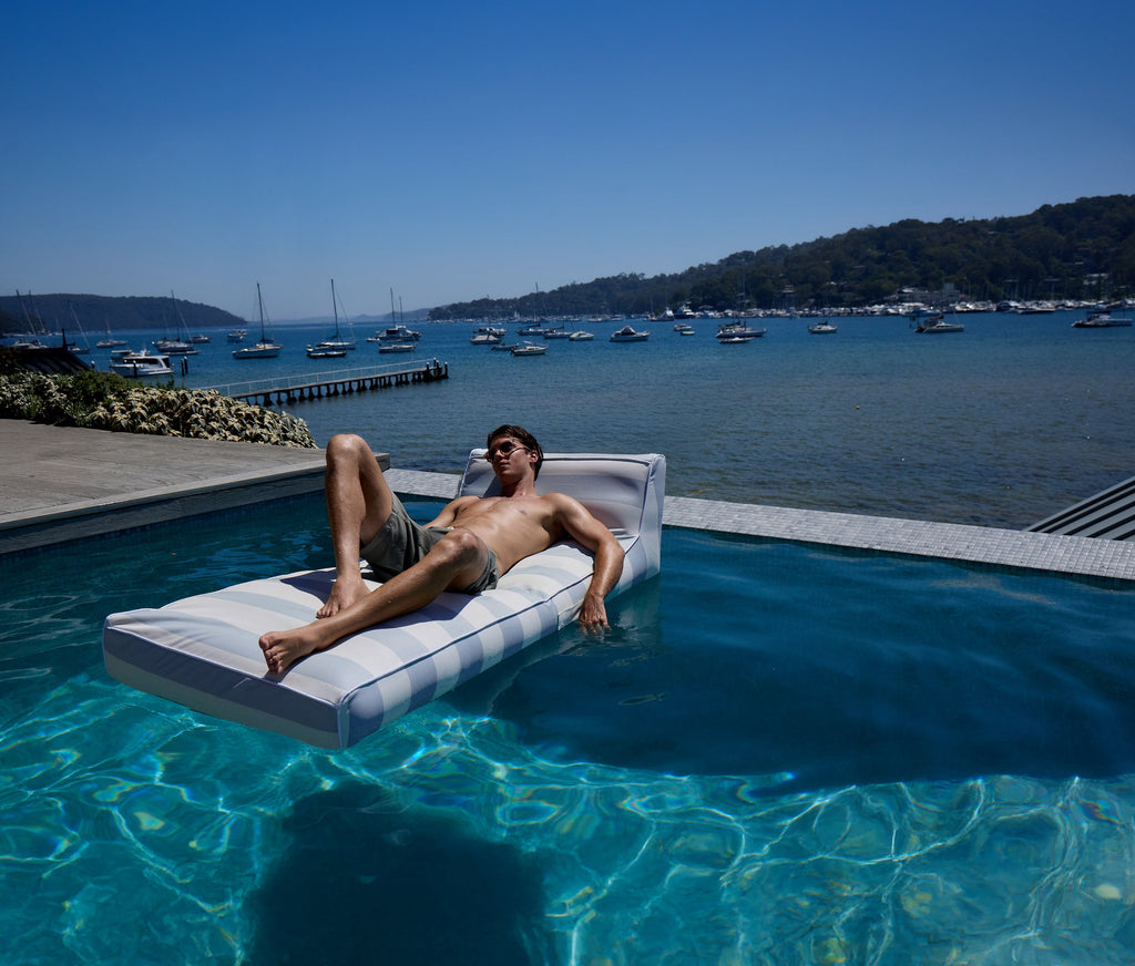 Chaise Longue Lazy Days - Rayures Bleues