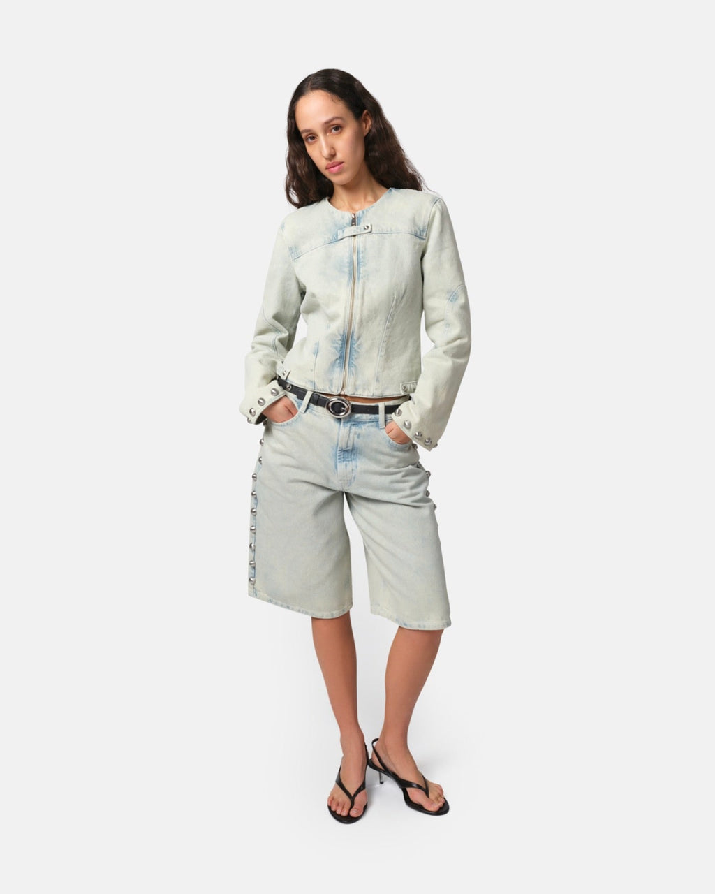 Moto En Denim Délavé Grier