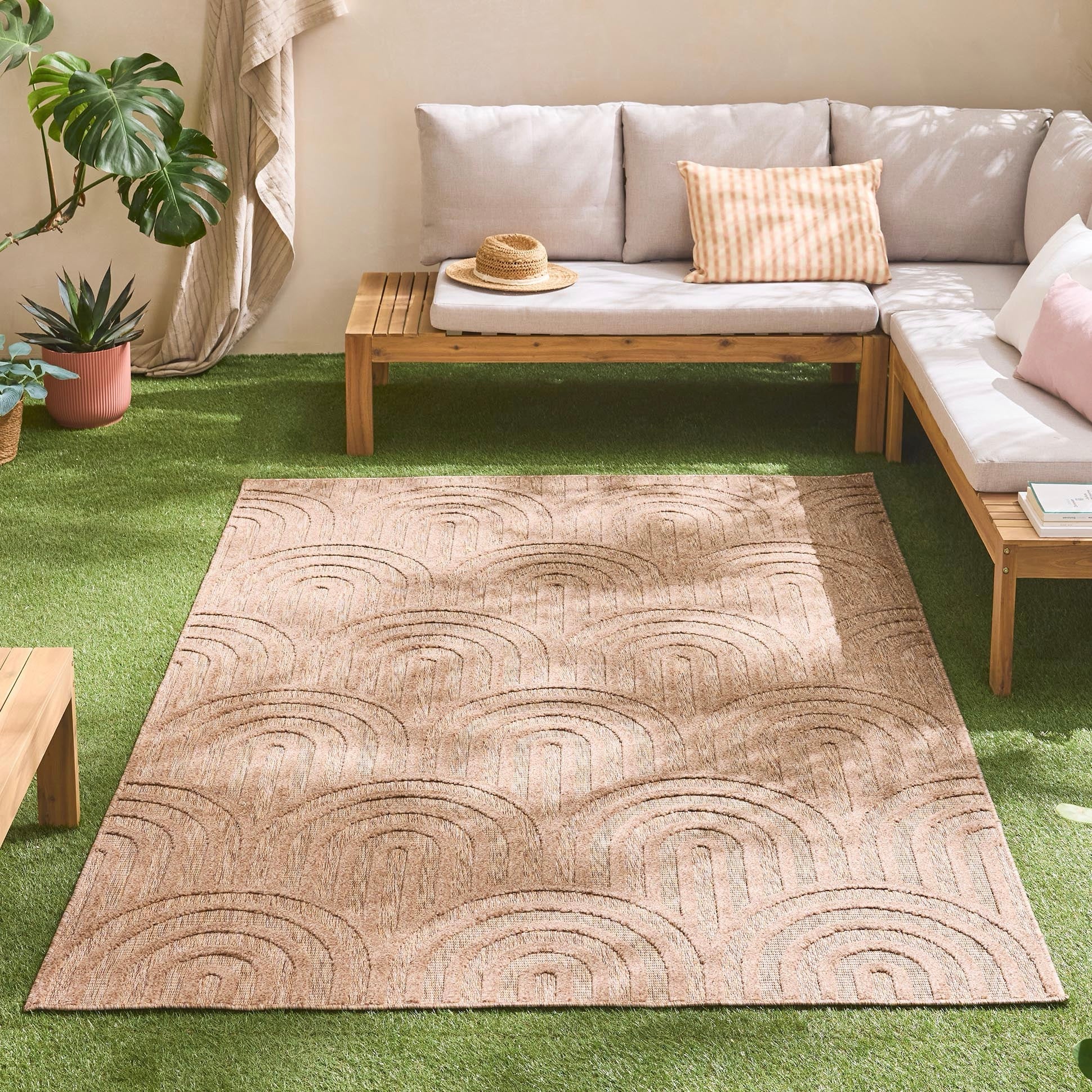 Tapis Santorini 985 - Motif Graphique - Beige - Intérieur / Extérieur