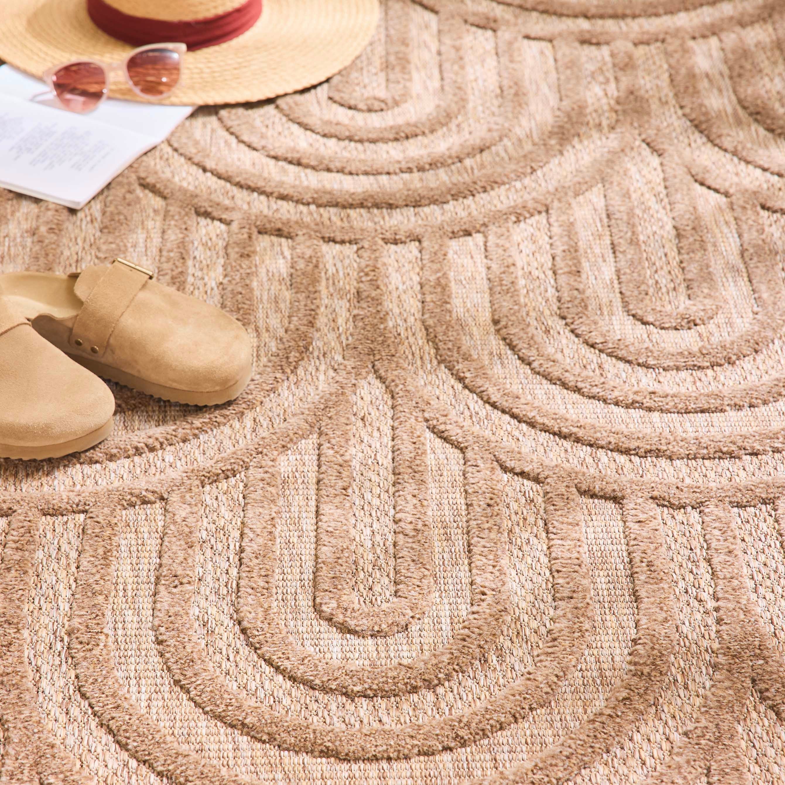 Tapis Santorini 985 - Motif Graphique - Beige - Intérieur / Extérieur