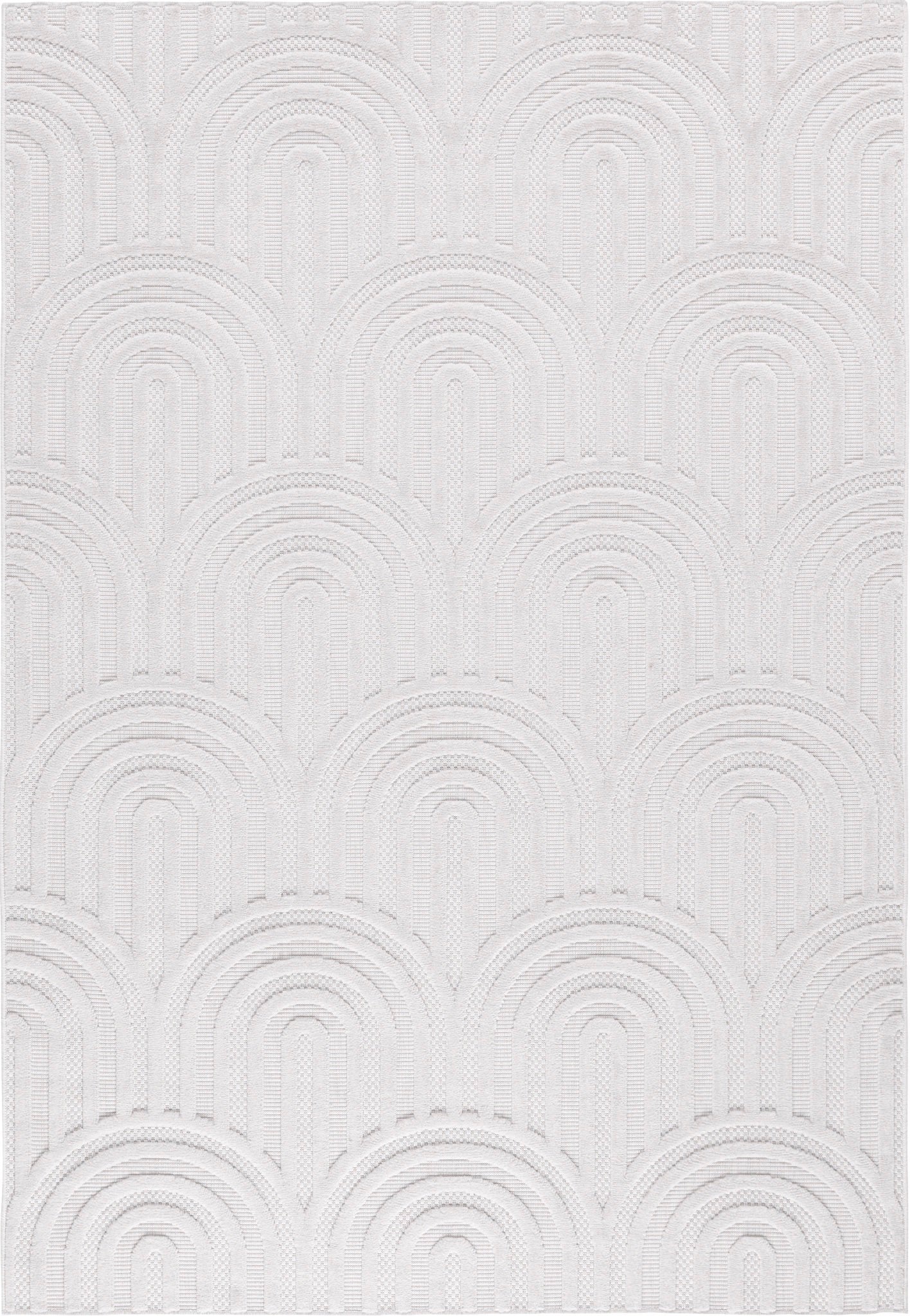 Tapis Santorini 985 - Motif Graphique - Blanc - Intérieur / Extérieur