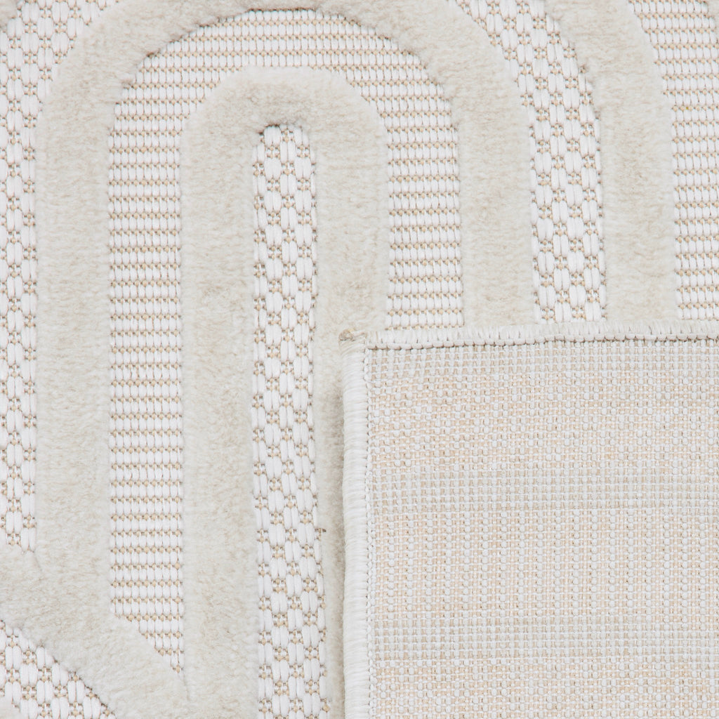 Tapis Santorini 985 - Motif Graphique - Blanc - Intérieur / Extérieur
