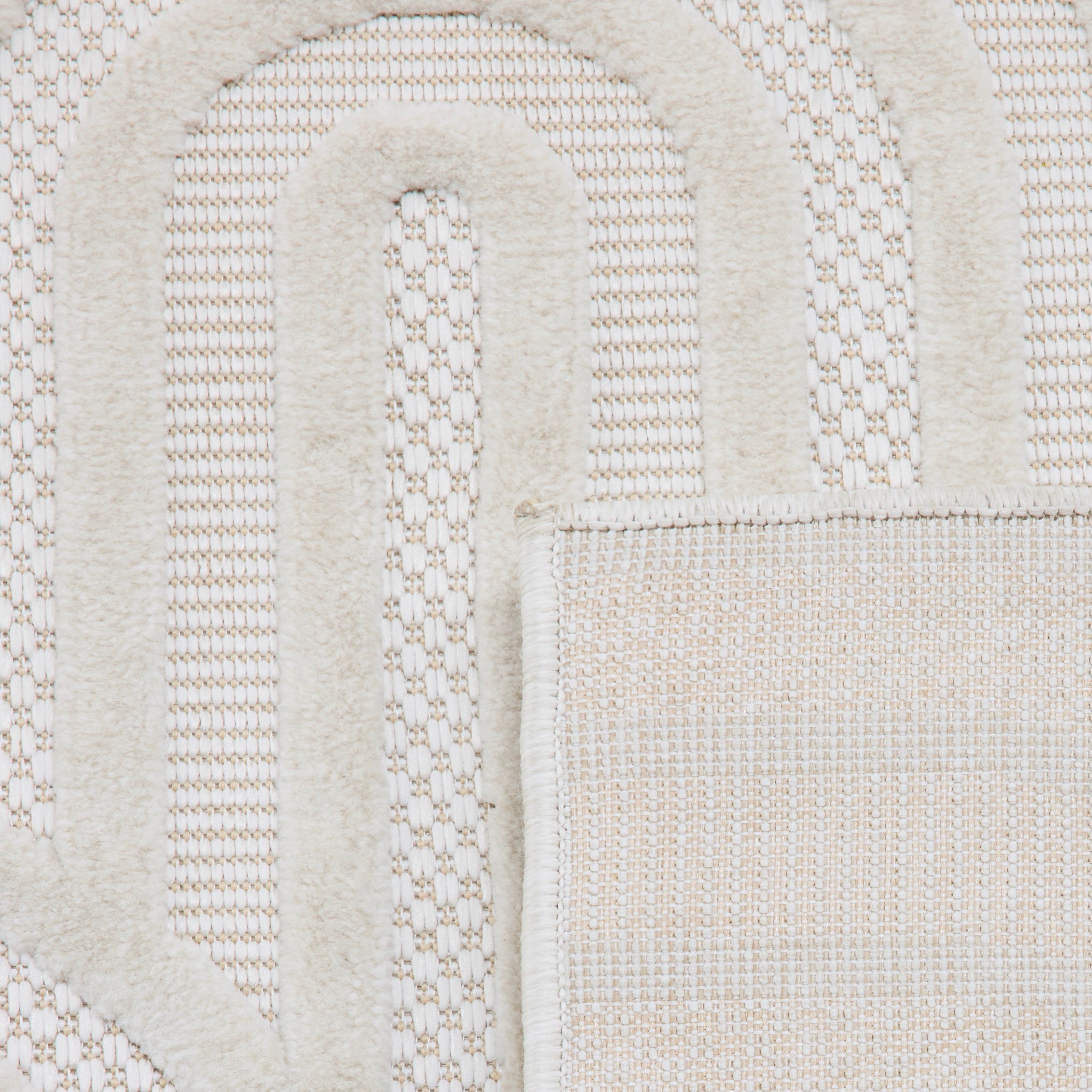 Tapis Santorini 985 - Motif Graphique - Blanc - Intérieur / Extérieur
