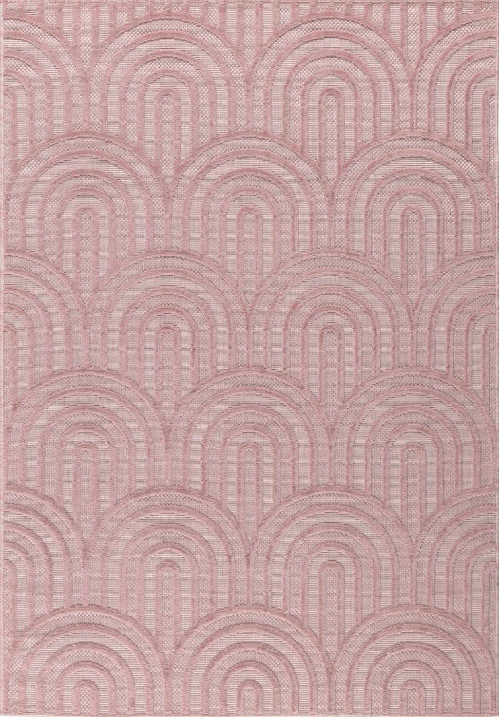 Tapis Santorini 985 - Motif Graphique - Rose - Intérieur / Extérieur