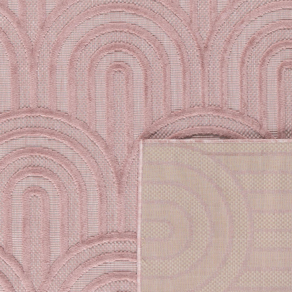 Tapis Santorini 985 - Motif Graphique - Rose - Intérieur / Extérieur
