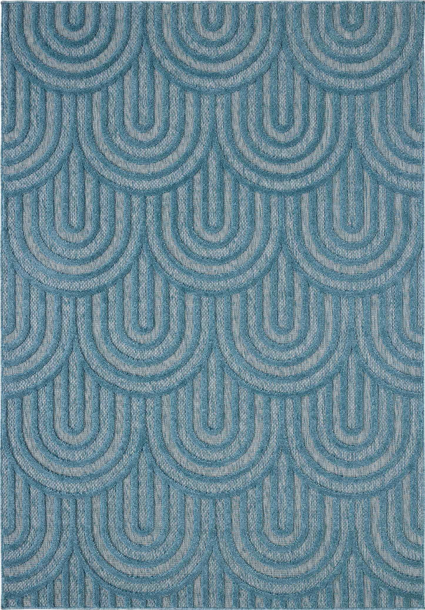 Tapis Santorini 985 - Motif Graphique - Turquoise - Intérieur / Extérieur