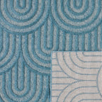 Tapis Santorini 985 - Motif Graphique - Turquoise - Intérieur / Extérieur
