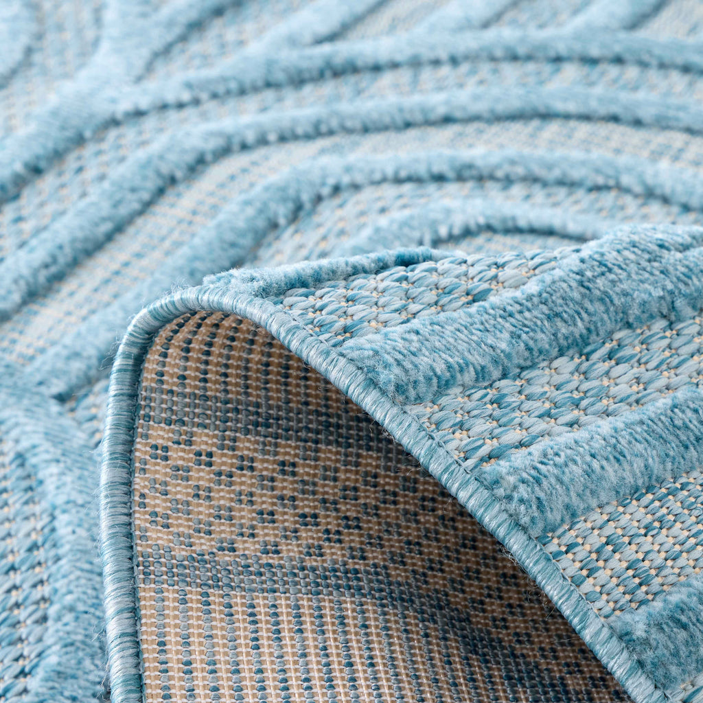 Tapis Santorini 985 - Motif Graphique - Turquoise - Intérieur / Extérieur
