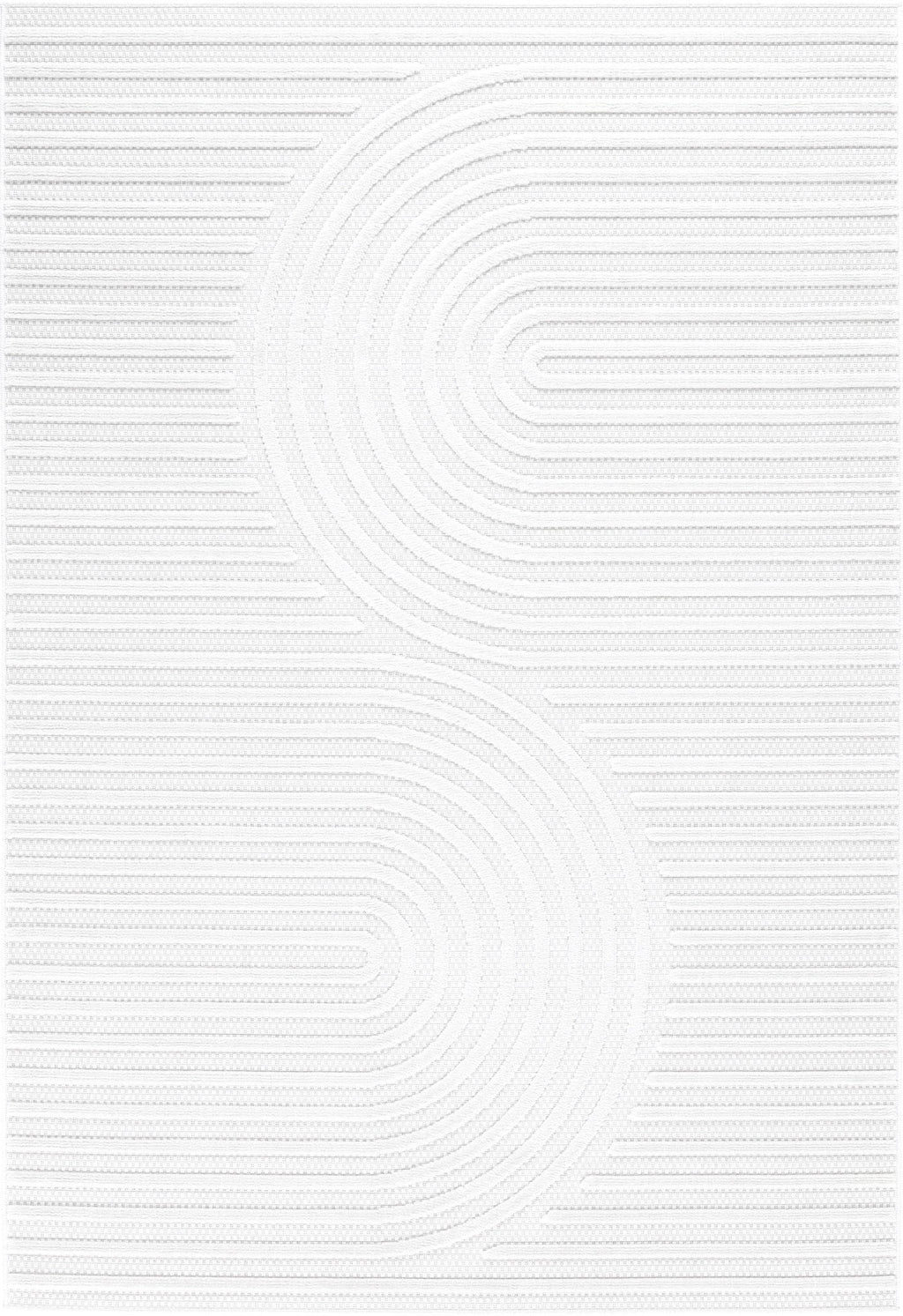 Tapis Santorini 986 - Motif Graphique - Blanc - Intérieur / Extérieur