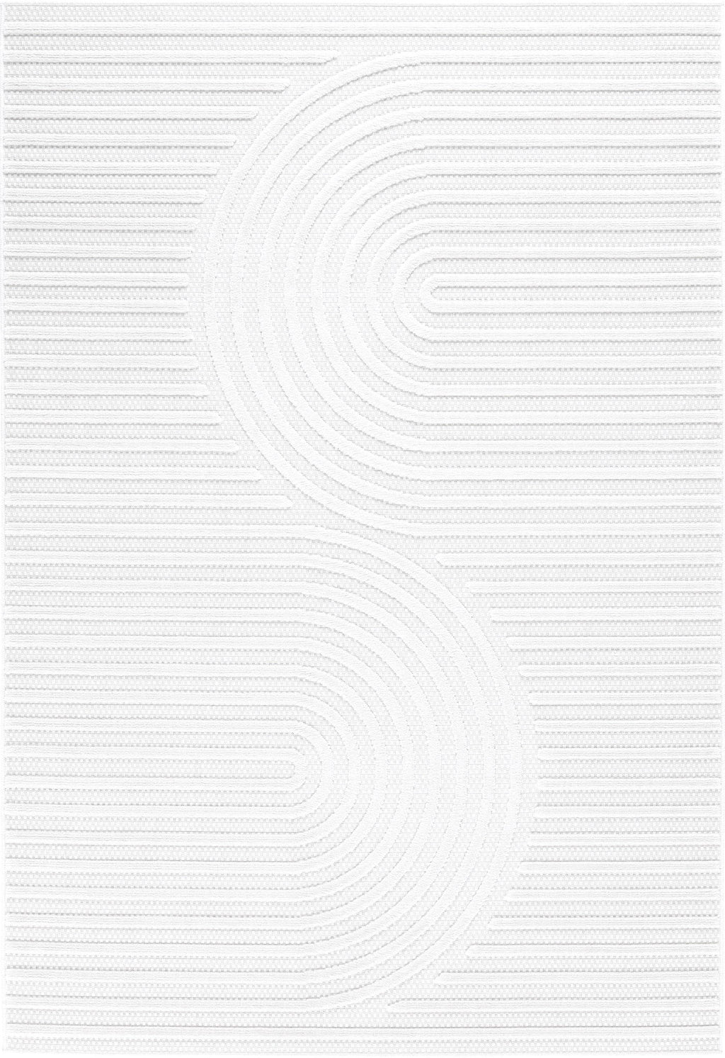Tapis d'intérieur et extérieur motifs arcs symétriques Blanc : SAN986BLA Nazar rugs