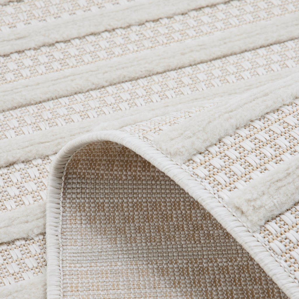 Tapis Santorini 986 - Motif Graphique - Blanc - Intérieur / Extérieur