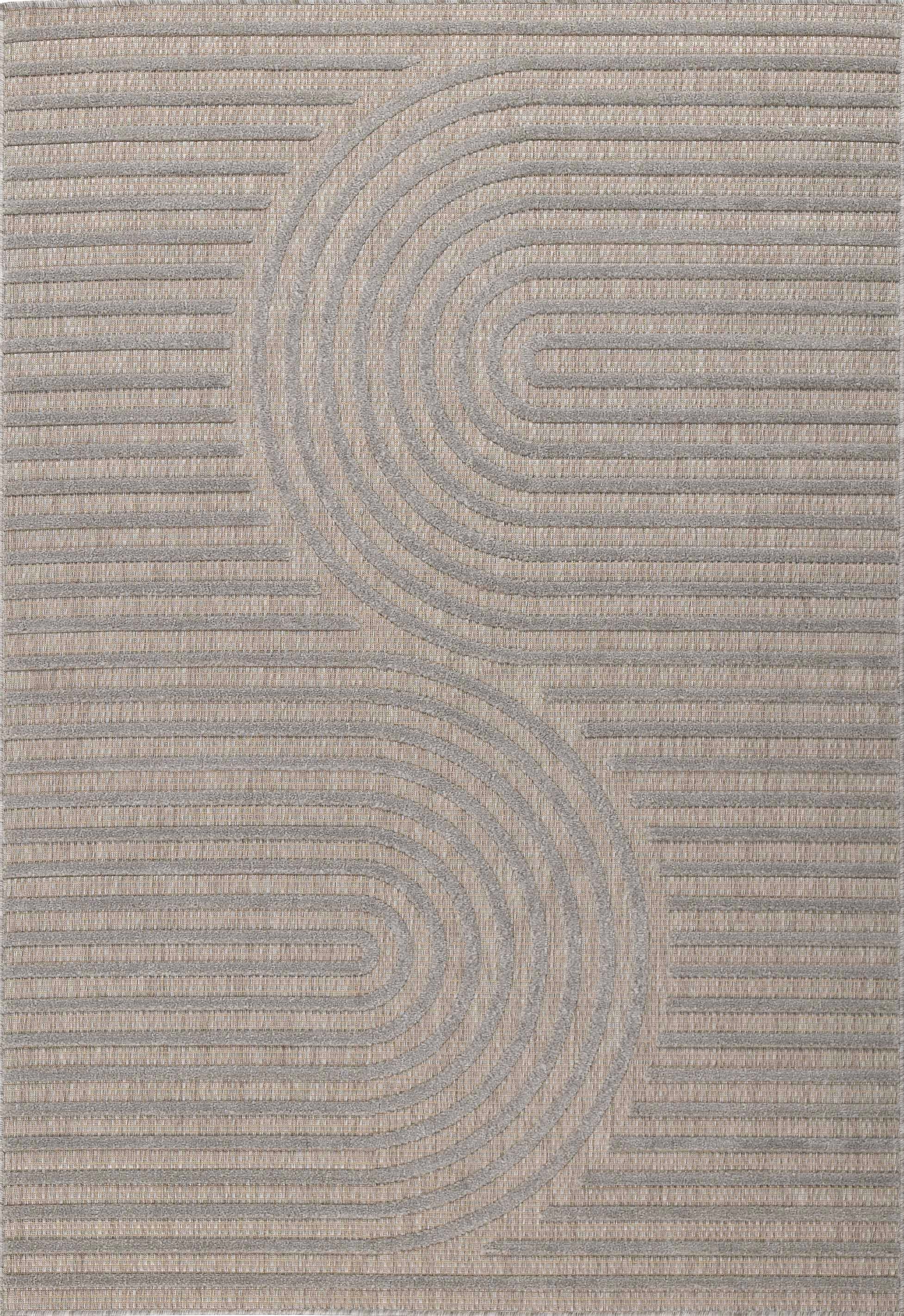 Tapis Santorini 986 - Motif Graphique - Gris - Intérieur / Extérieur
