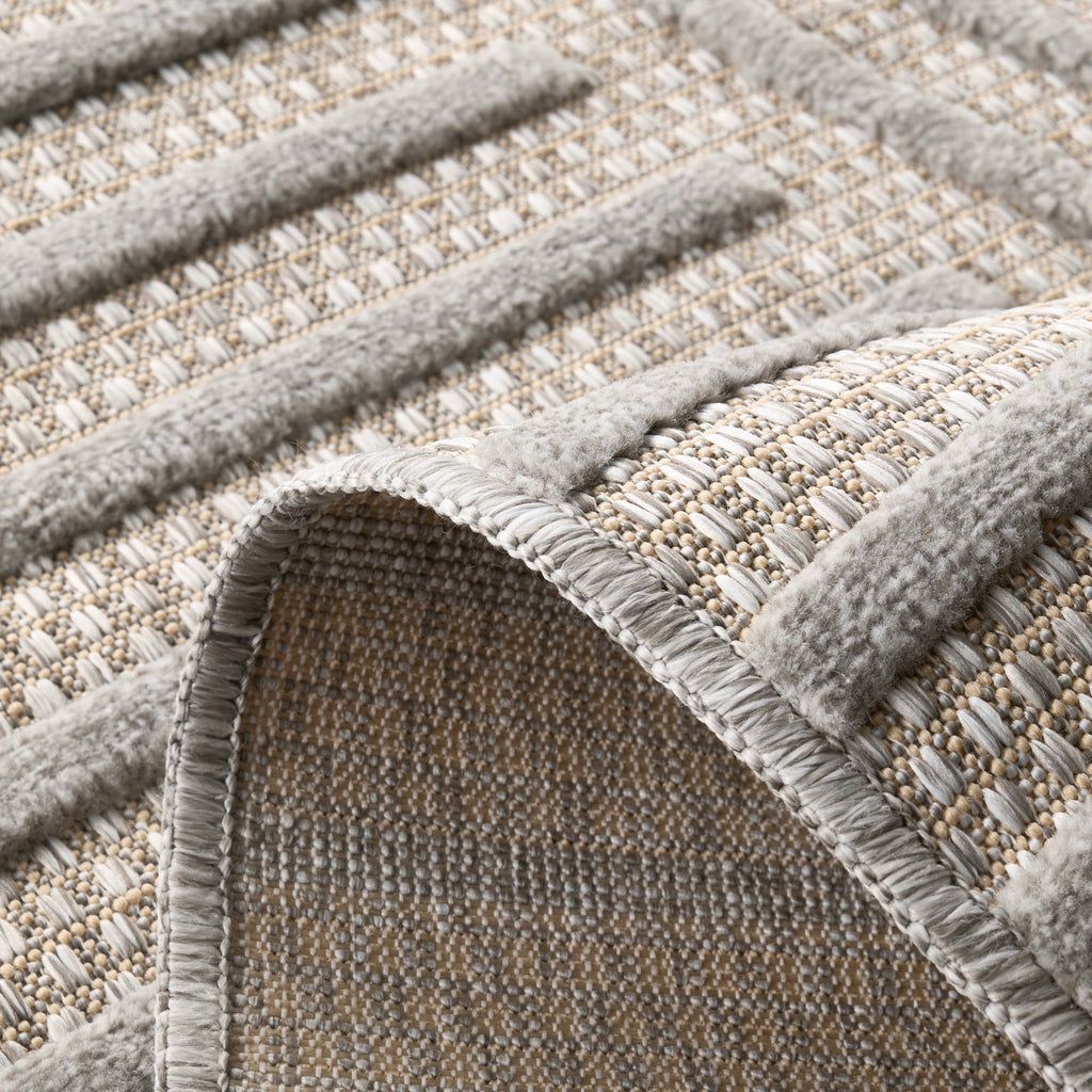 Tapis Santorini 986 - Motif Graphique - Gris - Intérieur / Extérieur