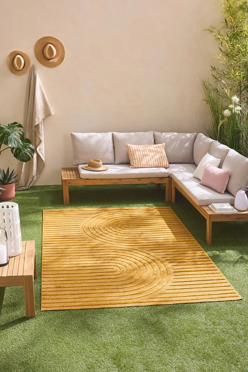 Santorini - Tapis D'Intérieur/Extérieur - Polypropylène - Jaune