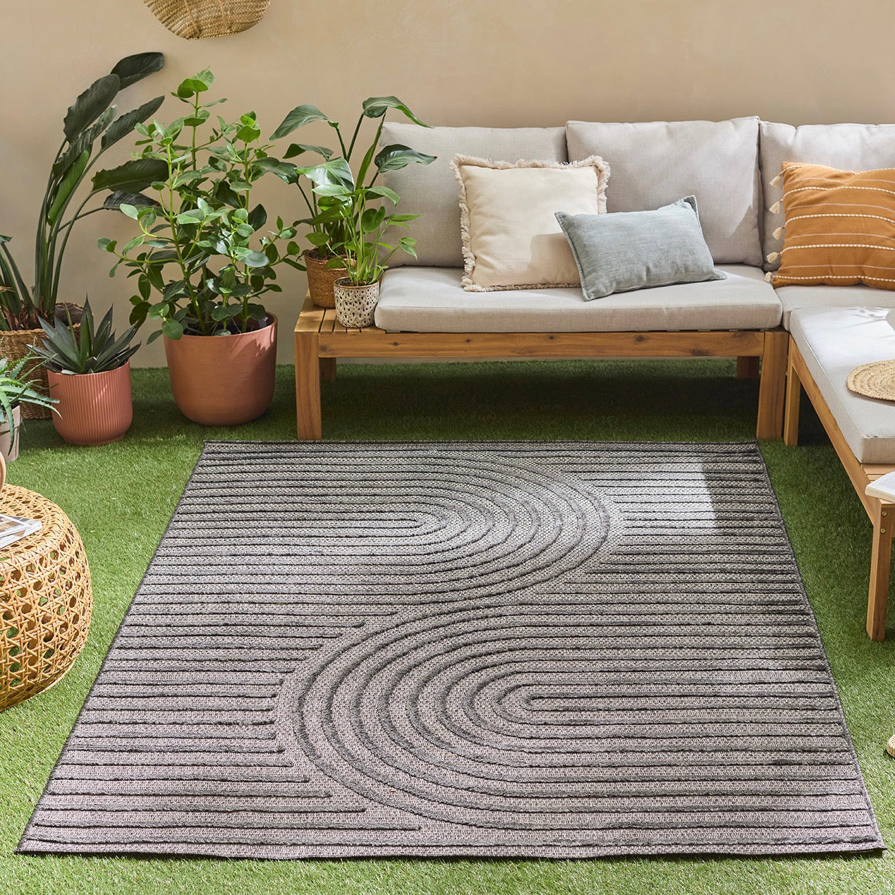 Santorini - Tapis D'Intérieur/Extérieur - Polypropylène - Noir