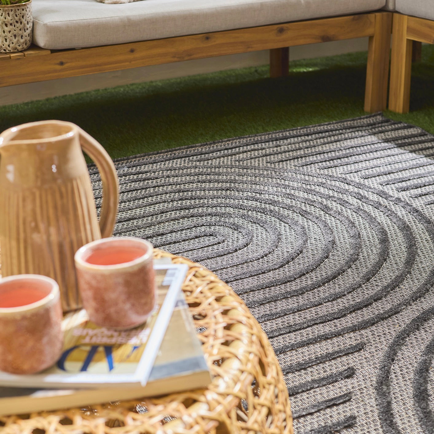 Santorini - Tapis D'Intérieur/Extérieur - Polypropylène - Noir