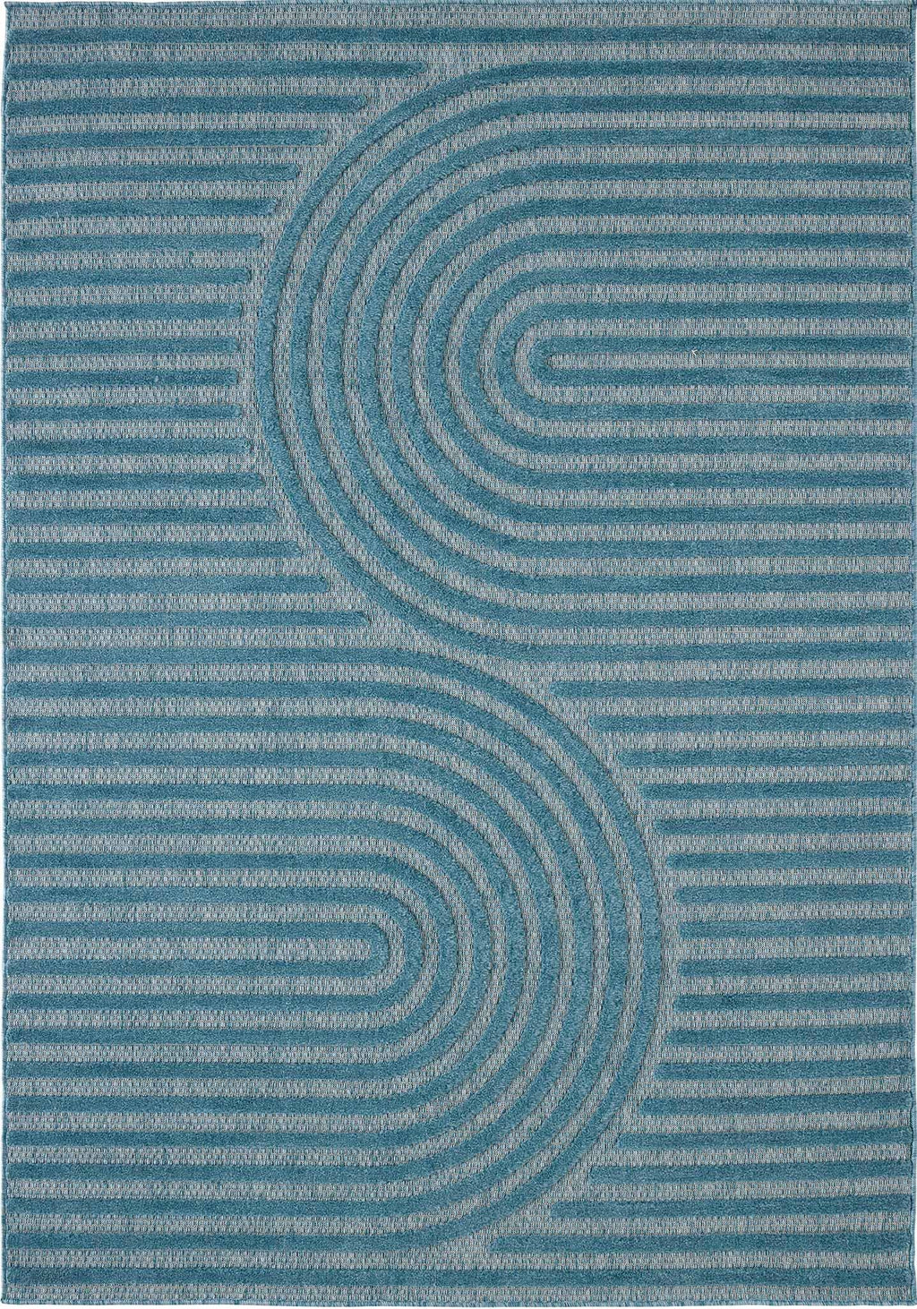 Tapis Santorini 986 - Motif Graphique - Turquoise - Intérieur / Extérieur