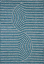 Tapis Santorini 986 - Motif Graphique - Turquoise - Intérieur / Extérieur