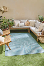 Tapis d'intérieur et extérieur motifs arcs symétriques SANTORINI 986 TURQUOISE : SAN986TUR Nazar rugs