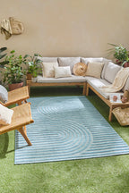 Tapis Santorini 986 - Motif Graphique - Turquoise - Intérieur / Extérieur