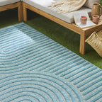 Tapis Santorini 986 - Motif Graphique - Turquoise - Intérieur / Extérieur