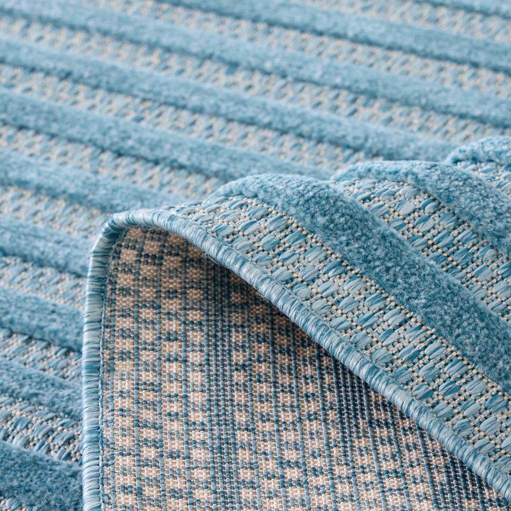 Tapis Santorini 986 - Motif Graphique - Turquoise - Intérieur / Extérieur