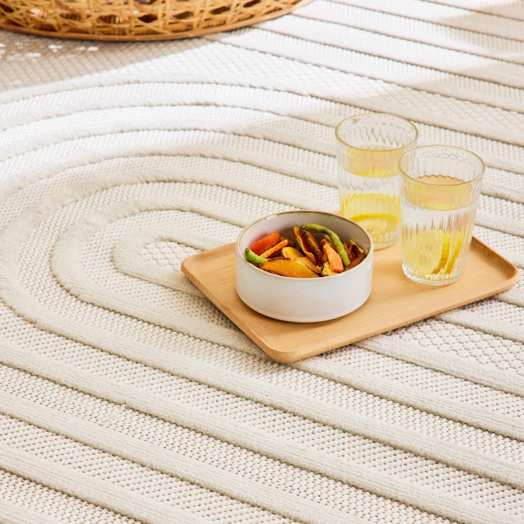Tapis Santorini 987 - Motif Graphique - Blanc - Intérieur / Extérieur