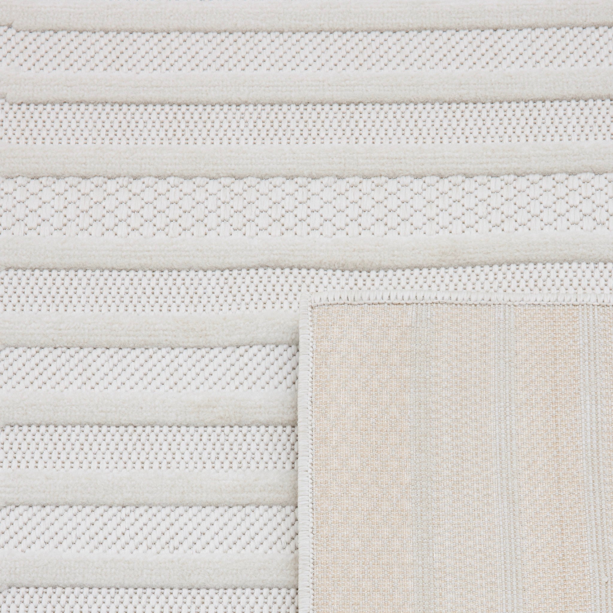Tapis Santorini 987 - Motif Graphique - Blanc - Intérieur / Extérieur