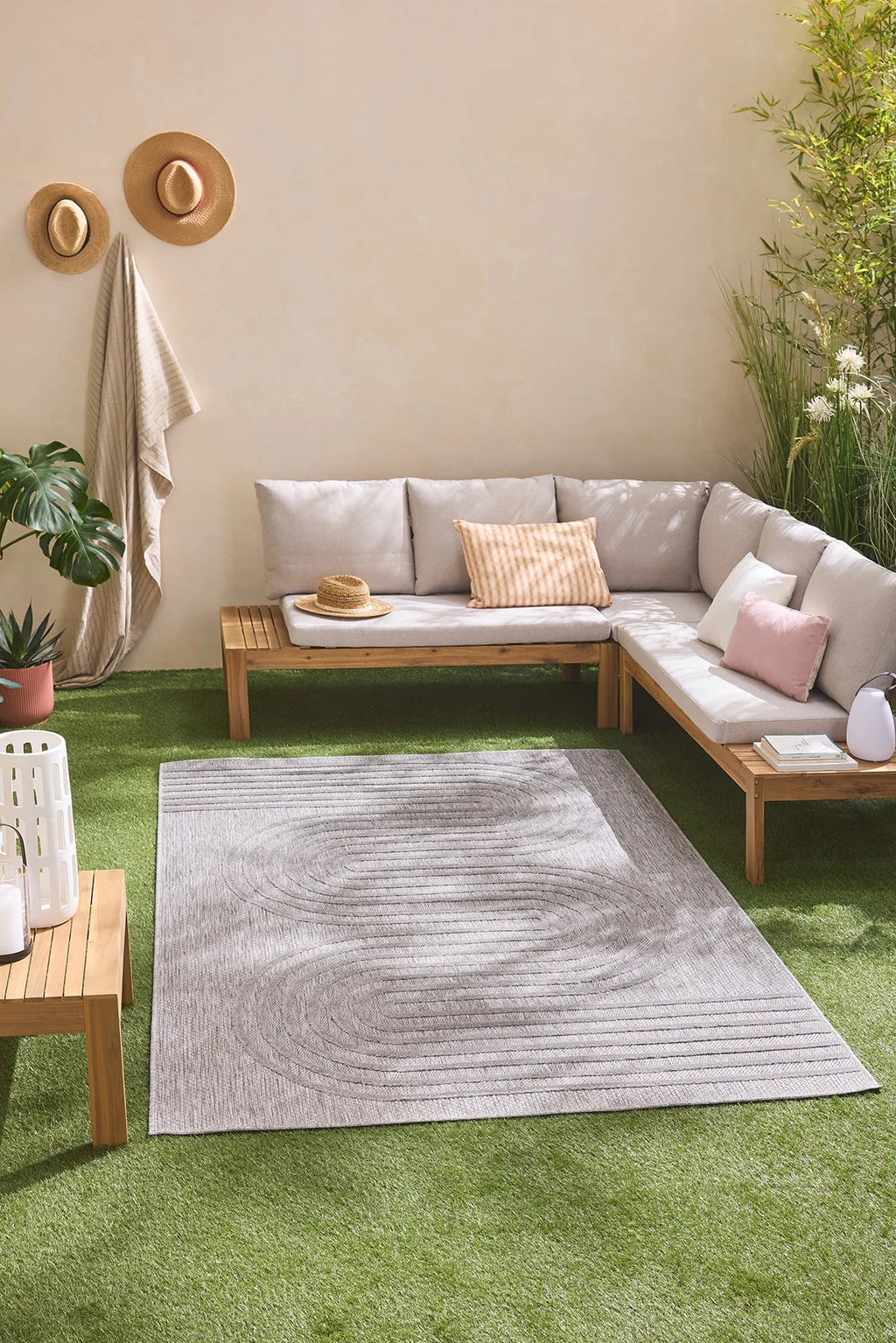 Tapis Santorini 987 - Motif Graphique - Gris - Intérieur / Extérieur