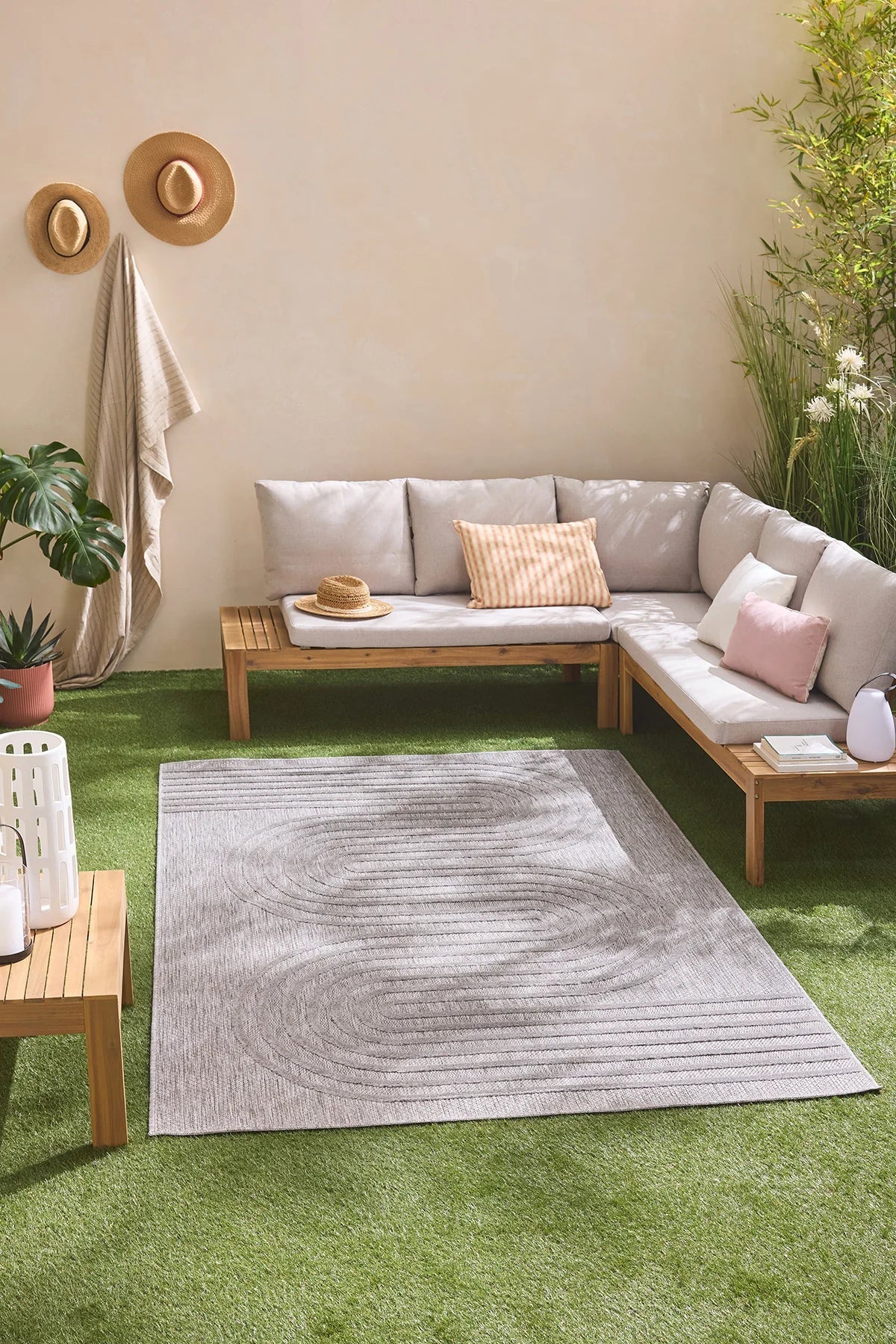 Tapis Santorini 987 - Motif Graphique - Gris - Intérieur / Extérieur