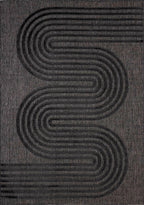 Tapis Santorini 987 - Motif Graphique - Noir - Intérieur / Extérieur