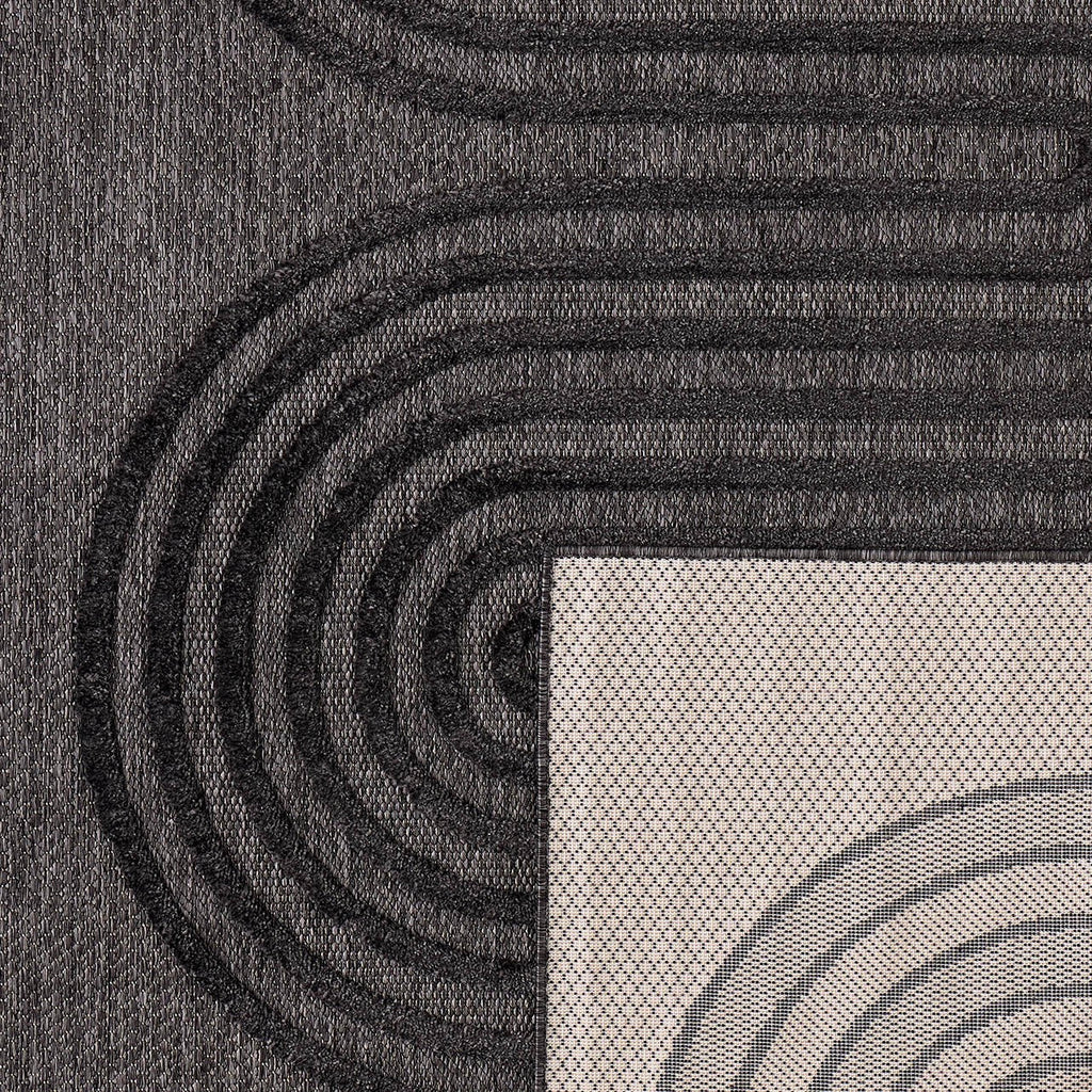 Tapis Santorini 987 - Motif Graphique - Noir - Intérieur / Extérieur