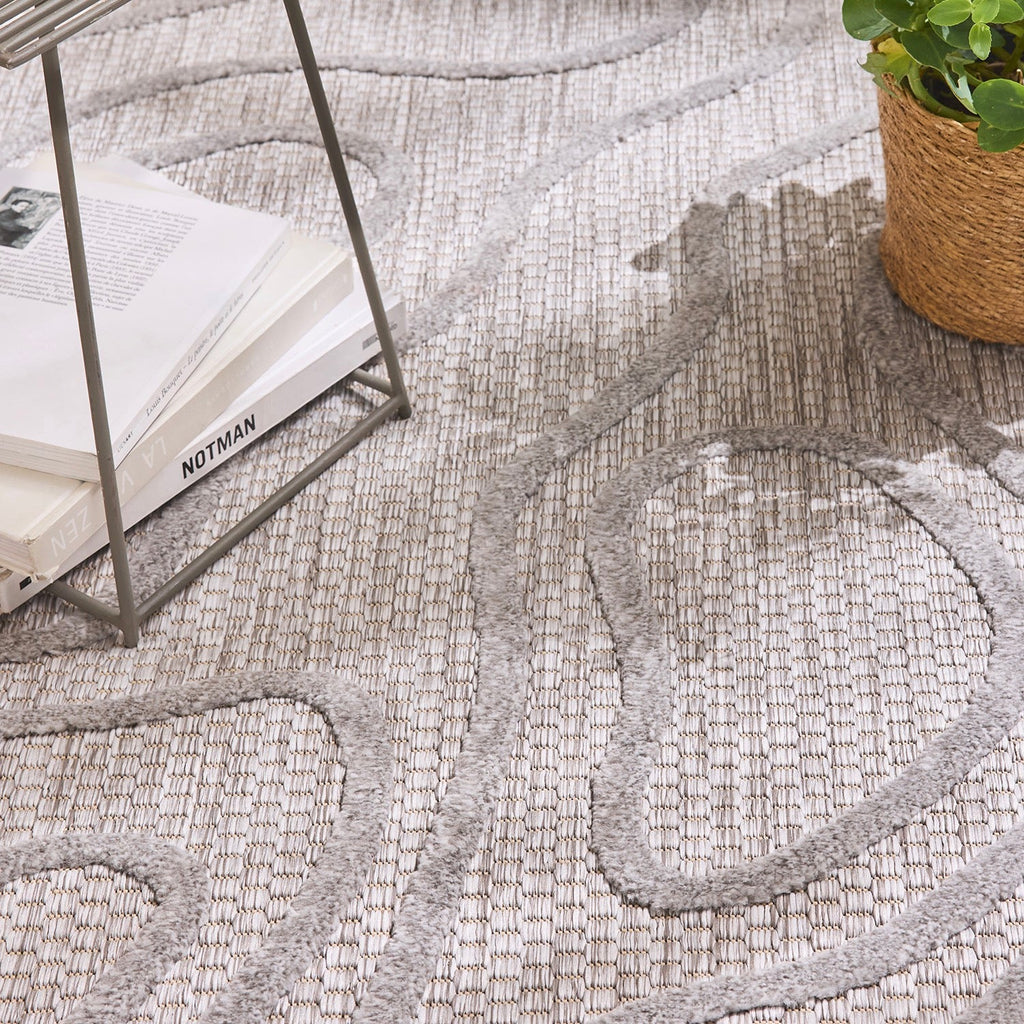 Tapis Santorini 988 - Motif Graphique - Gris - Intérieur / Extérieur