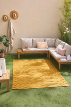 Tapis Santorini 988 - Motif Graphique - Jaune - Intérieur / Extérieur