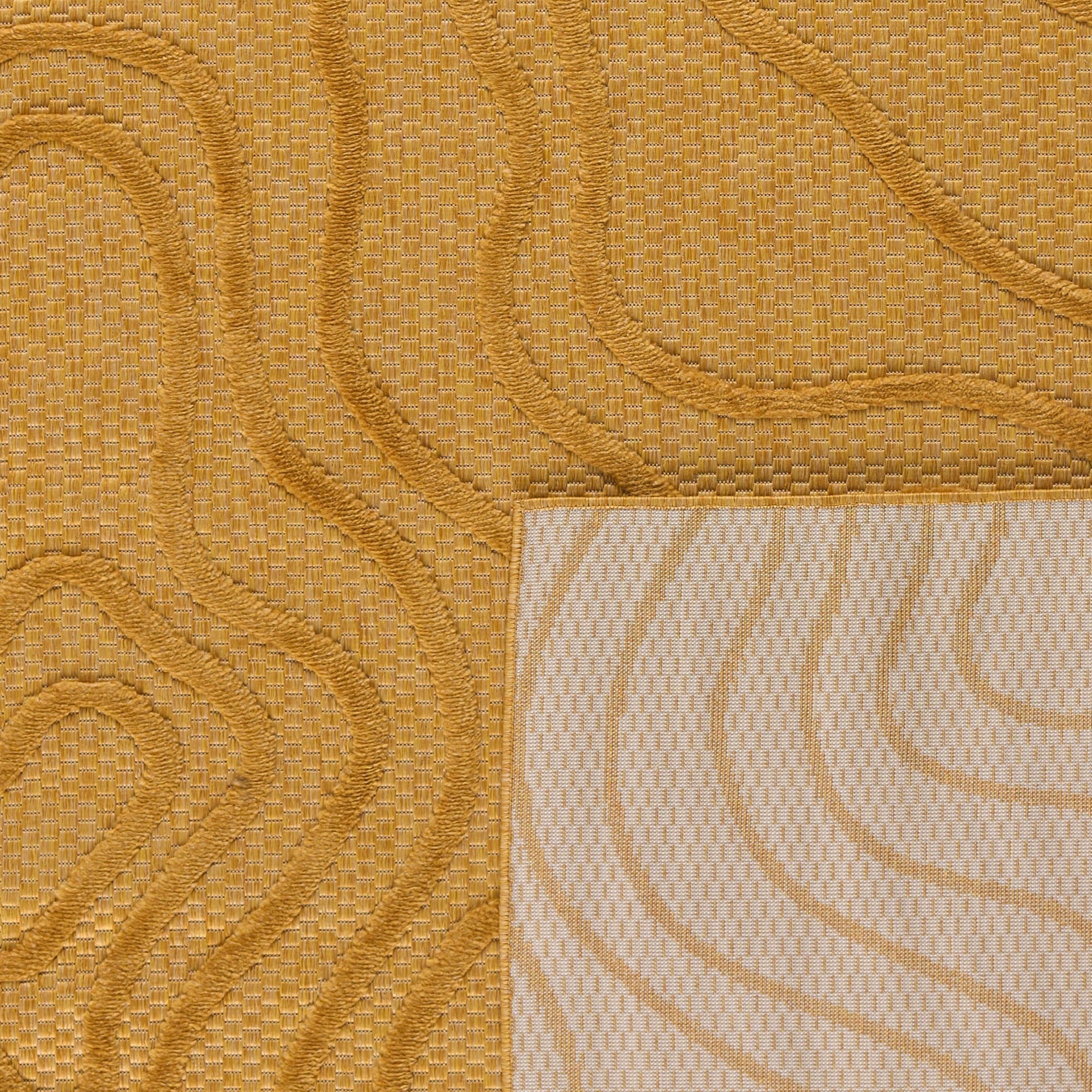 Tapis Santorini 988 - Motif Graphique - Jaune - Intérieur / Extérieur