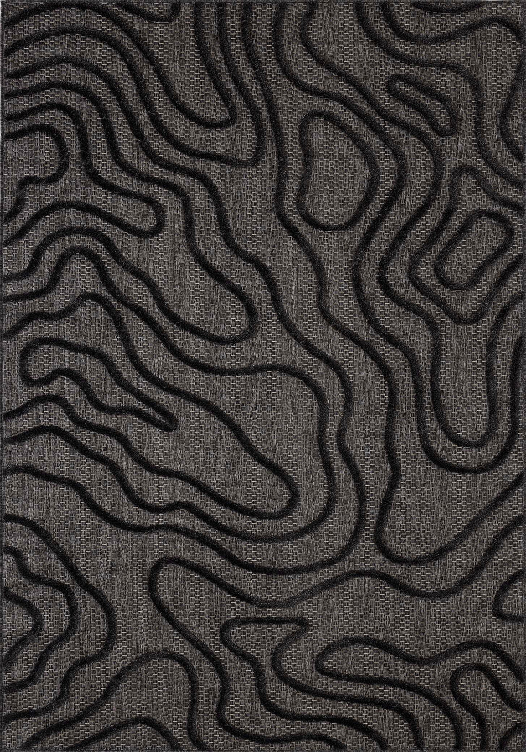 Tapis Santorini 988 - Motif Graphique - Noir - Intérieur / Extérieur