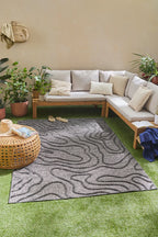 Tapis Santorini 988 - Motif Graphique - Noir - Intérieur / Extérieur