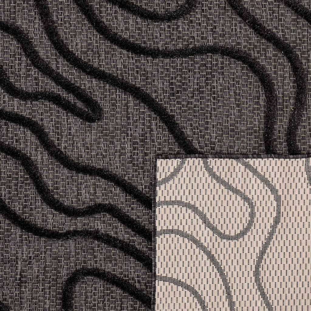 Tapis Santorini 988 - Motif Graphique - Noir - Intérieur / Extérieur