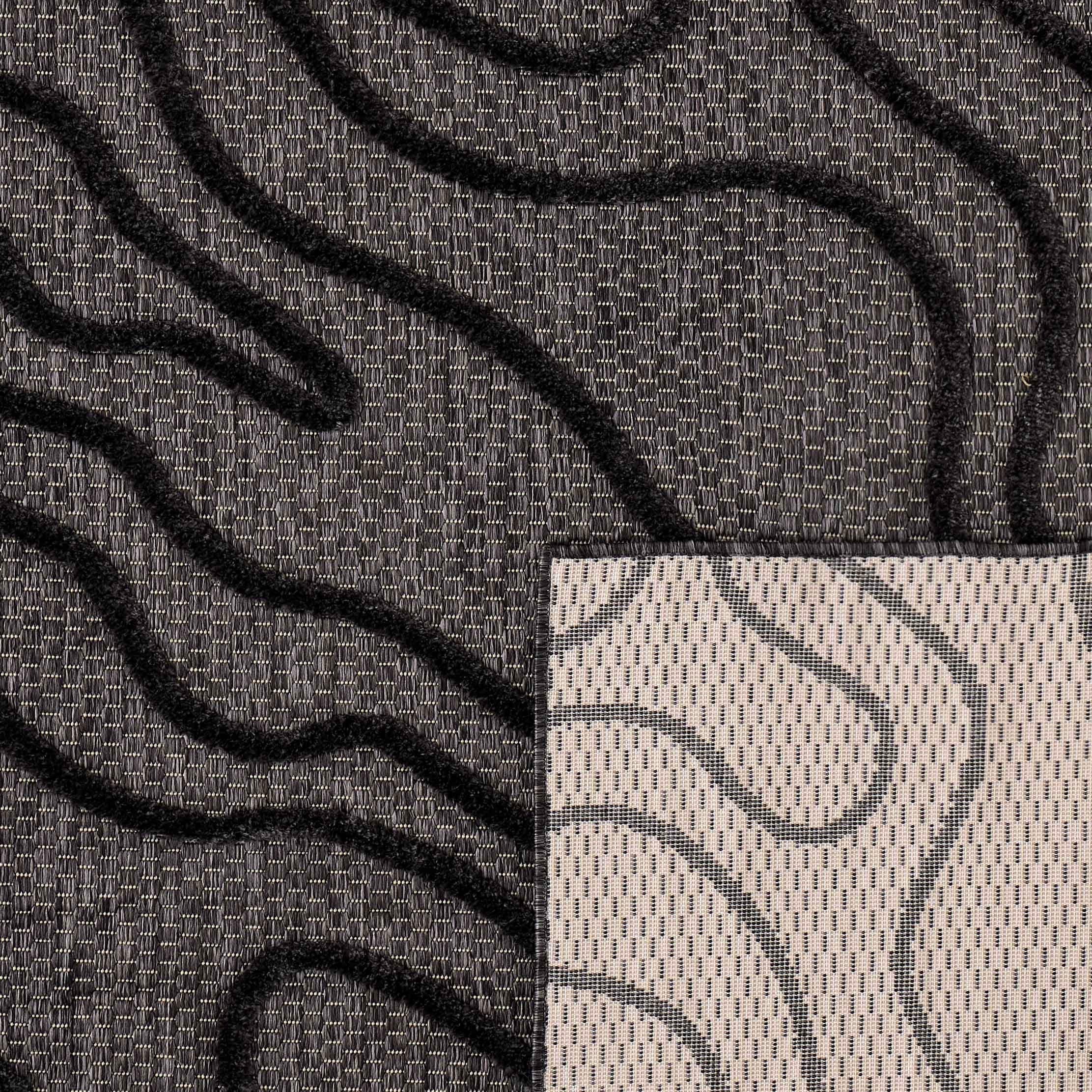 Tapis Santorini 988 - Motif Graphique - Noir - Intérieur / Extérieur