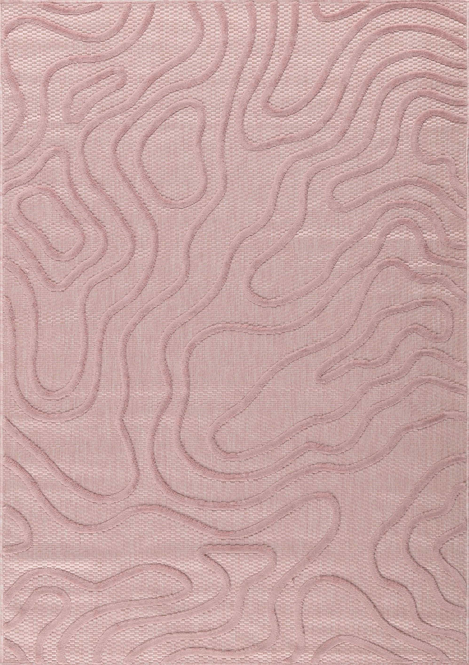 Tapis Santorini 988 - Motif Graphique - Rose - Intérieur / Extérieur
