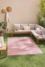 Tapis Santorini 988 - Motif Graphique - Rose - Intérieur / Extérieur