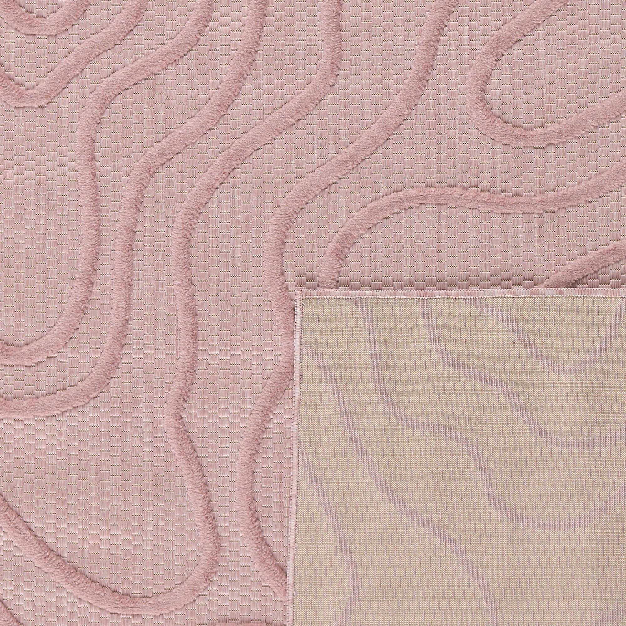 Tapis Santorini 988 - Motif Graphique - Rose - Intérieur / Extérieur