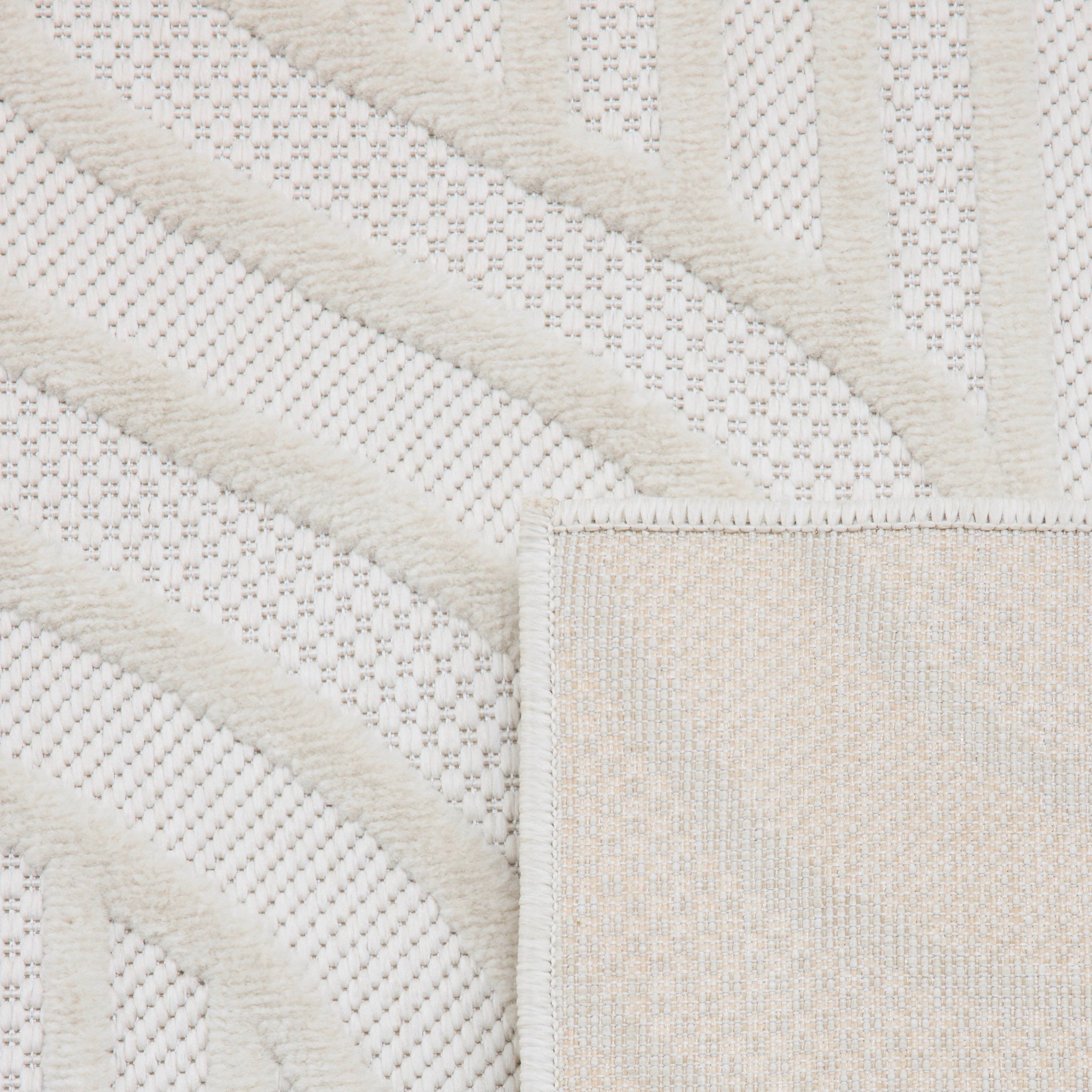 Tapis Santorini 989 - Motif Graphique - Blanc - Intérieur / Extérieur