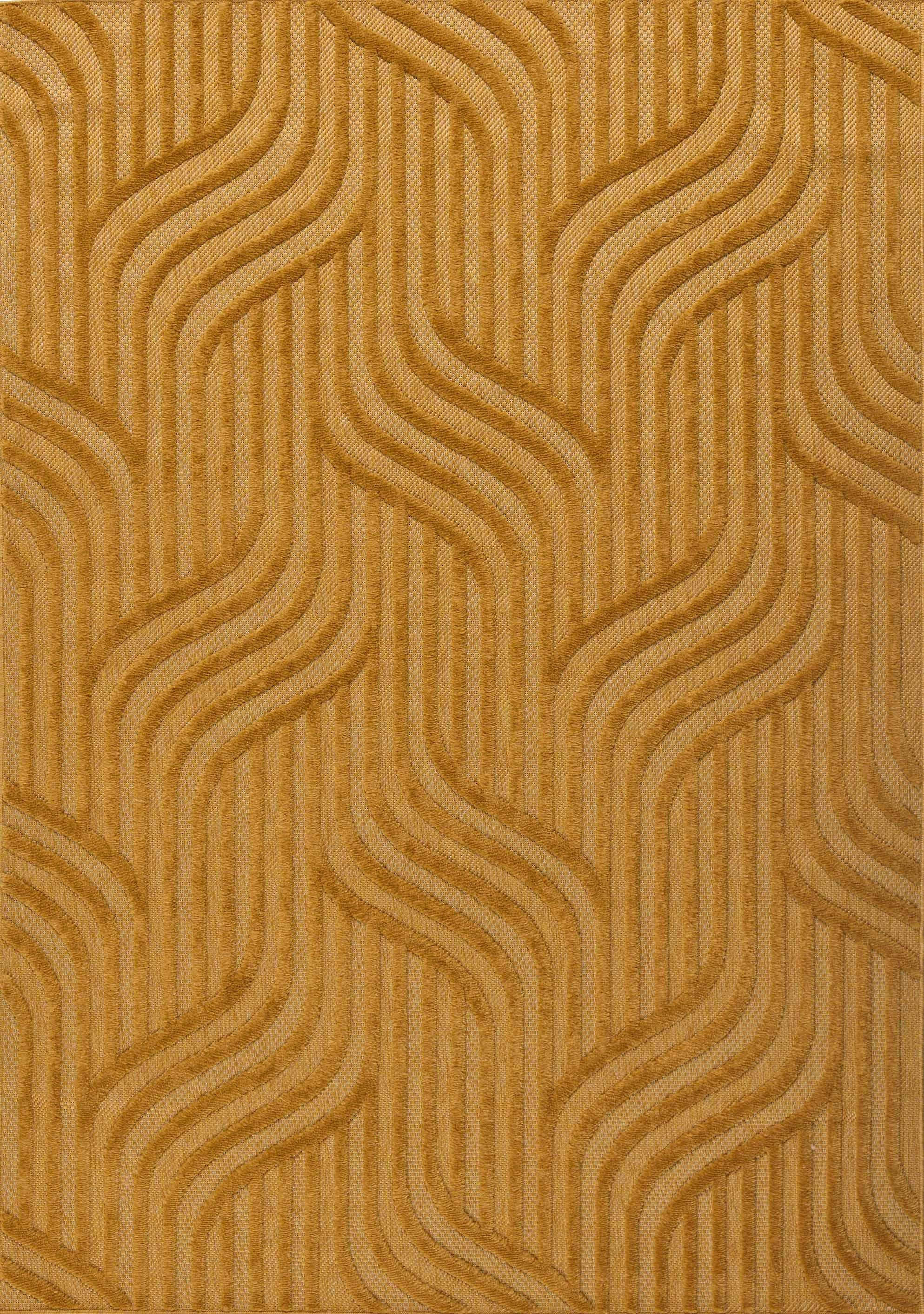 Tapis Santorini 989 - Motif Graphique - Jaune - Intérieur / Extérieur