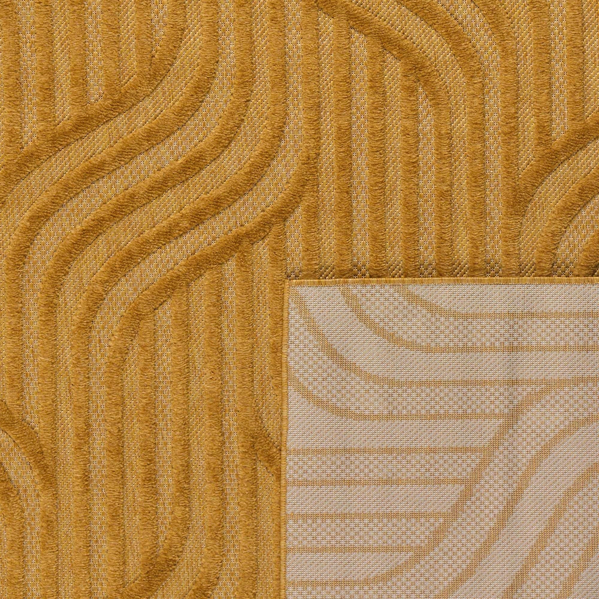 Tapis Santorini 989 - Motif Graphique - Jaune - Intérieur / Extérieur