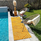 Tapis d'intérieur et extérieur motif graphique Santorini Jaune : SAN989JAU Nazar rugs