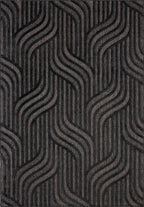 Tapis Santorini 989 - Motif Graphique - Noir - Intérieur / Extérieur