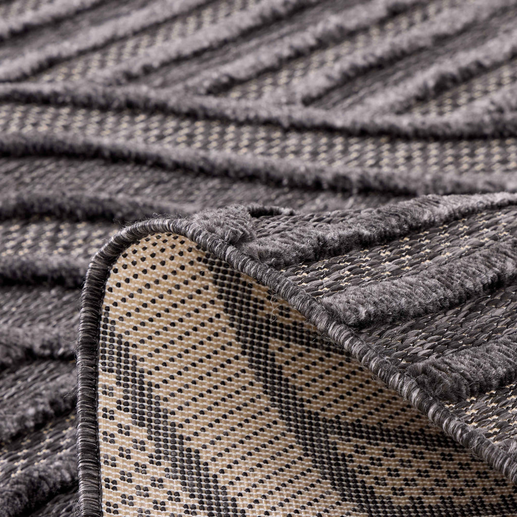 Tapis Santorini 989 - Motif Graphique - Noir - Intérieur / Extérieur