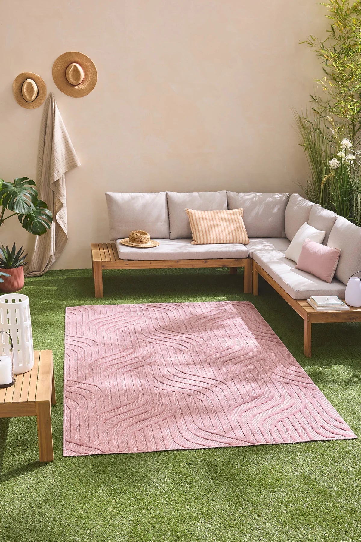 Santorini - Tapis D'Intérieur/Extérieur - Polypropylène - Rose