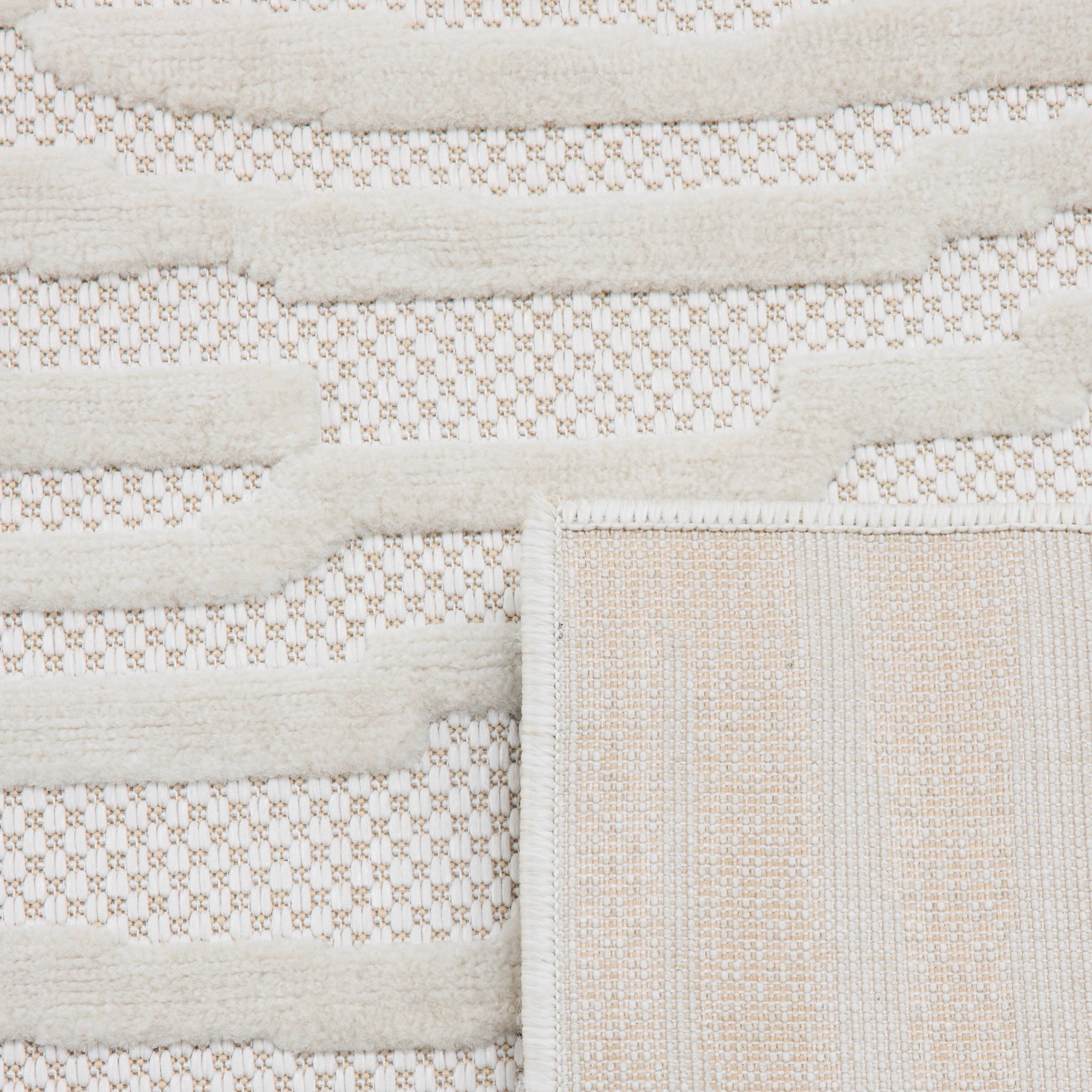 Tapis Santorini 990 - Motif Graphique - Blanc - Intérieur / Extérieur